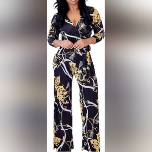 Chain Wide Leg Jumpsuit L
